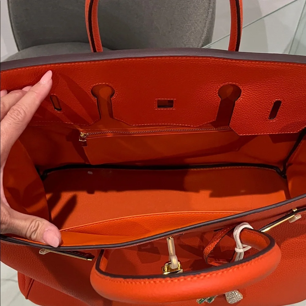 Orange Designer Handbag - Picture 2 of 4